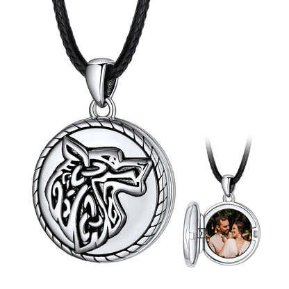 Custom Viking Wolf Locket Necklace With Picture Inside