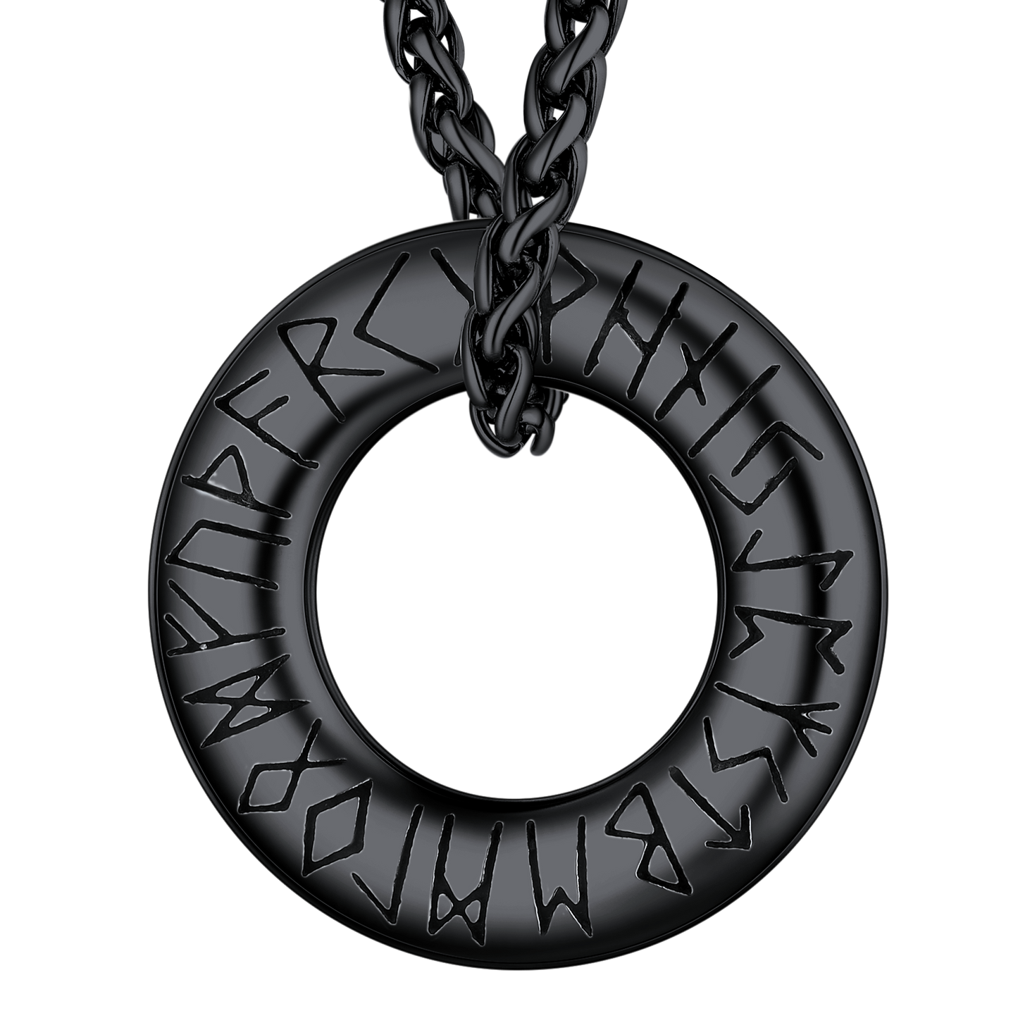 Norse Viking Rune Circle Chain Necklace for