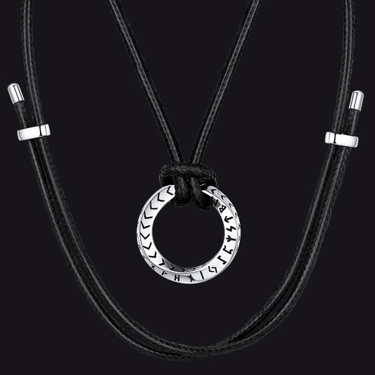 Viking Mobius Circle Leather Necklace Adjustable Leather Chain for