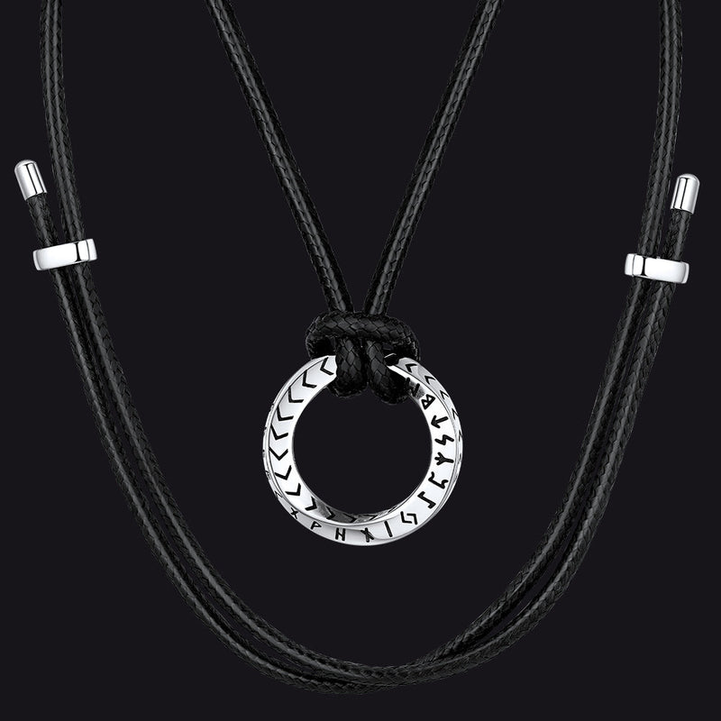 Viking Mobius Circle Leather Necklace Adjustable Leather Chain for