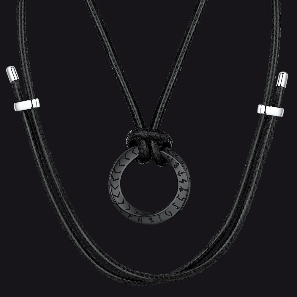 Viking Mobius Infinity Necklace Adjustable Leather Chain for
