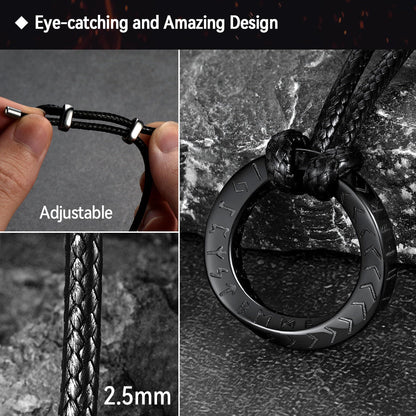 Viking Mobius Circle Leather Necklace Adjustable Leather Chain for