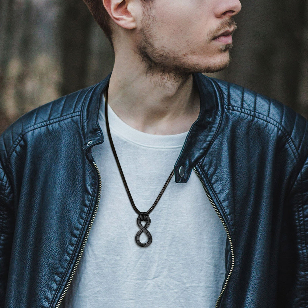 Viking Mobius Infinity Necklace Adjustable Leather Chain for