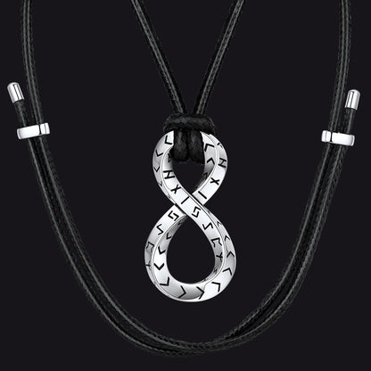 Viking Mobius Infinity Necklace Adjustable Leather Chain for