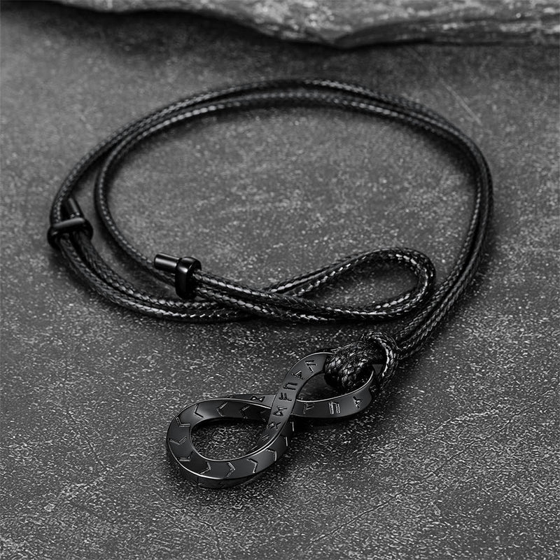 Viking Mobius Infinity Necklace Adjustable Leather Chain for