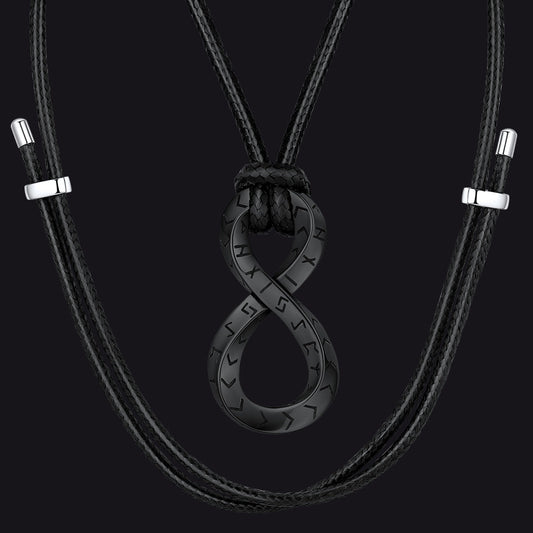 Viking Mobius Infinity Necklace Adjustable Leather Chain for