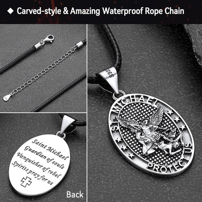Oval Archangel Saint Michael Necklace Medal
