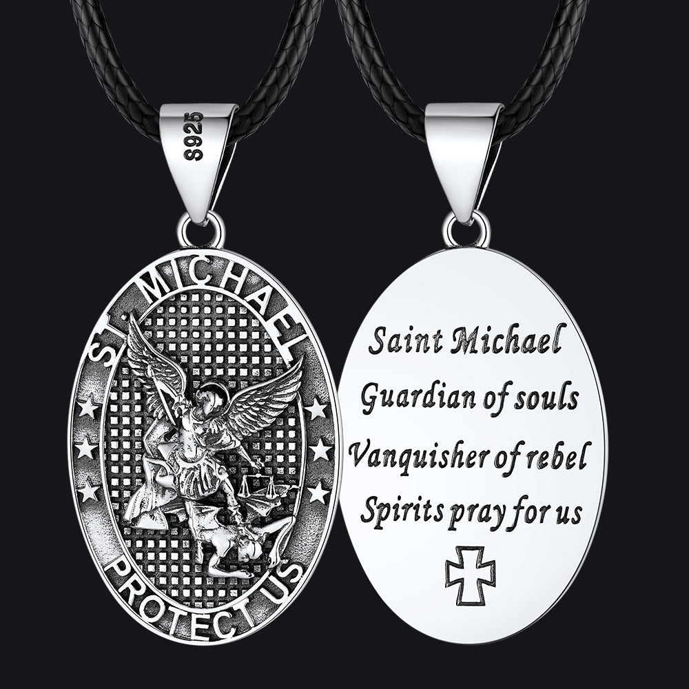 Oval Archangel Saint Michael Necklace Medal