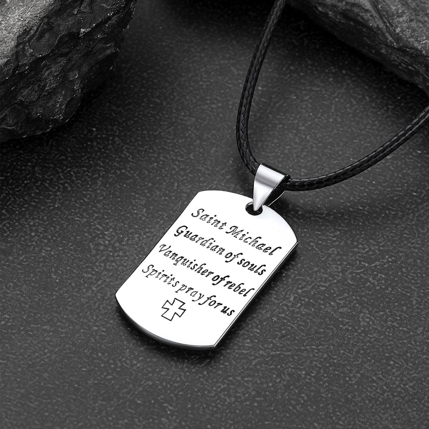 Catholic Archangel Saint Michael Dog Tag Necklace for