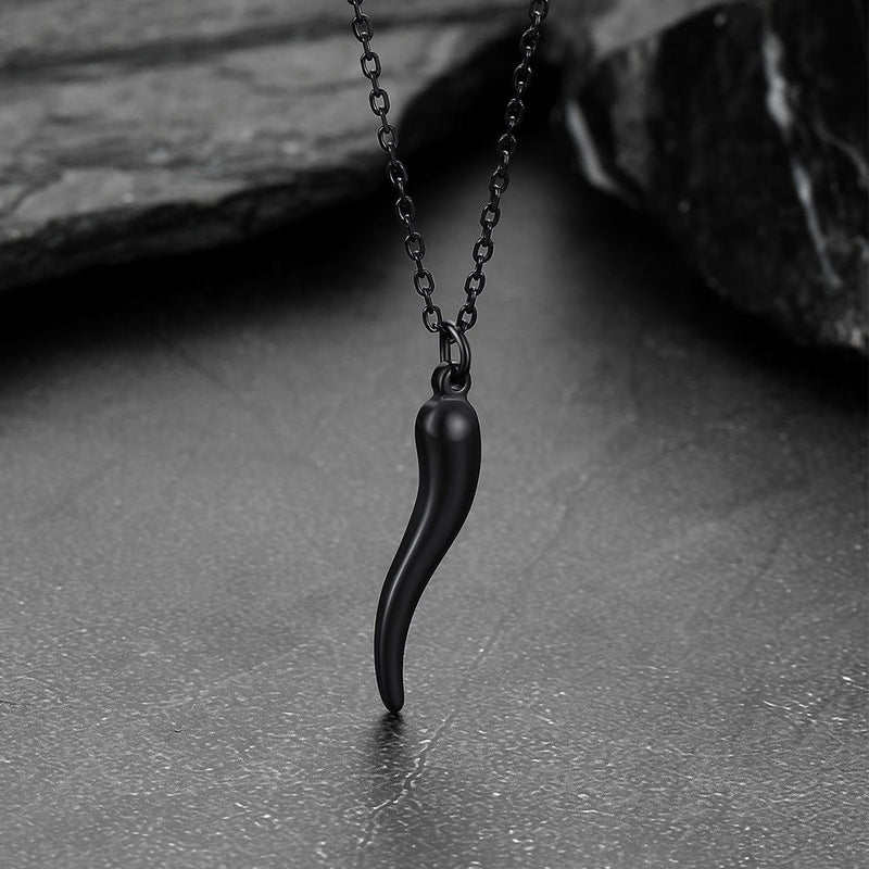 Miami Cuban Chain & Cornicello Italian Horn Pendant Set for