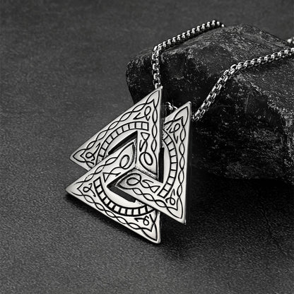 Viking Norse Odin Triangle Valknut Pendant Necklace for