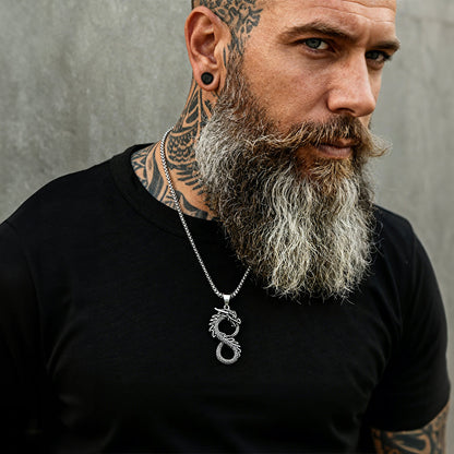 Punk Infinity Dragon Pendant Necklace for