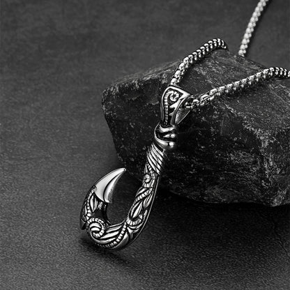 Viking Fish Hook Pendant Amulet Necklace for