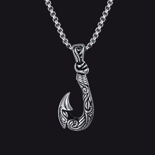 Viking Fish Hook Pendant Amulet Necklace for