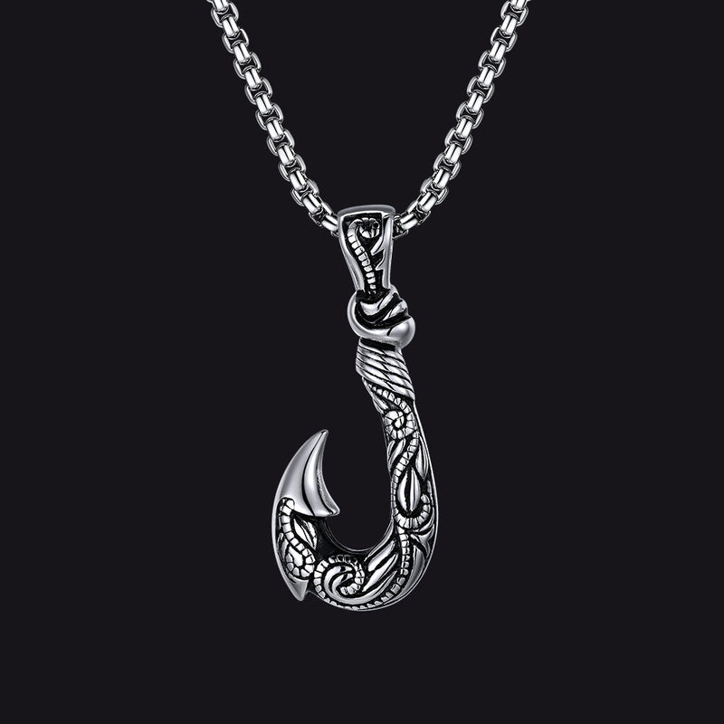 Viking Fish Hook Pendant Amulet Necklace for