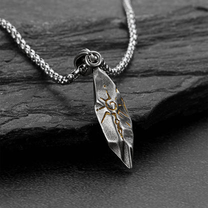 Punk Wishing Stone Tribal Rune Sun Pattern Necklace for