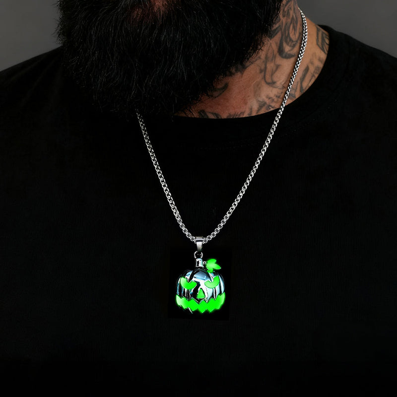 Halloween Glow in the Dark Pumpkin Pendant Necklace Gift