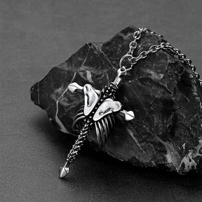 Gothic Jesus Skeleton Cross Pendant Necklace for