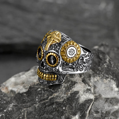 Gothic Punk Sugar Skull Ring for