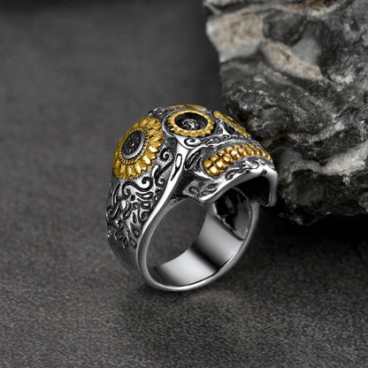 Gothic Punk Sugar Skull Ring for