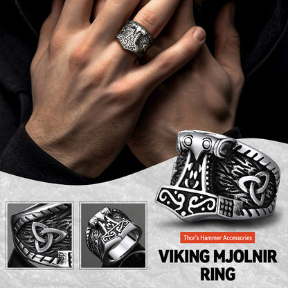 Viking Mjolnir Signet Ring Thor's Hammer Ring for