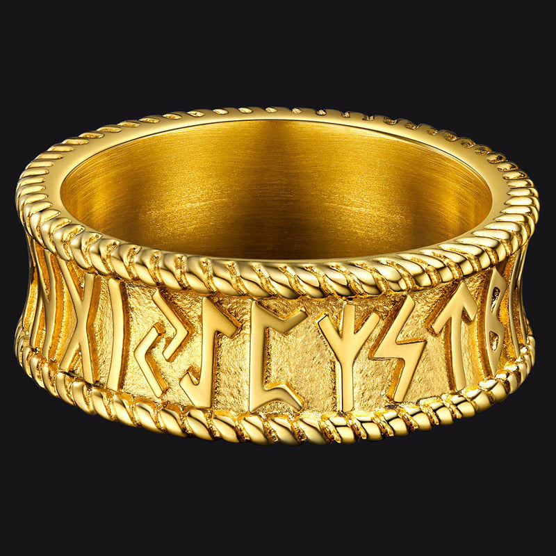 Stainless Steel Norse Viking Runes Band Ring for