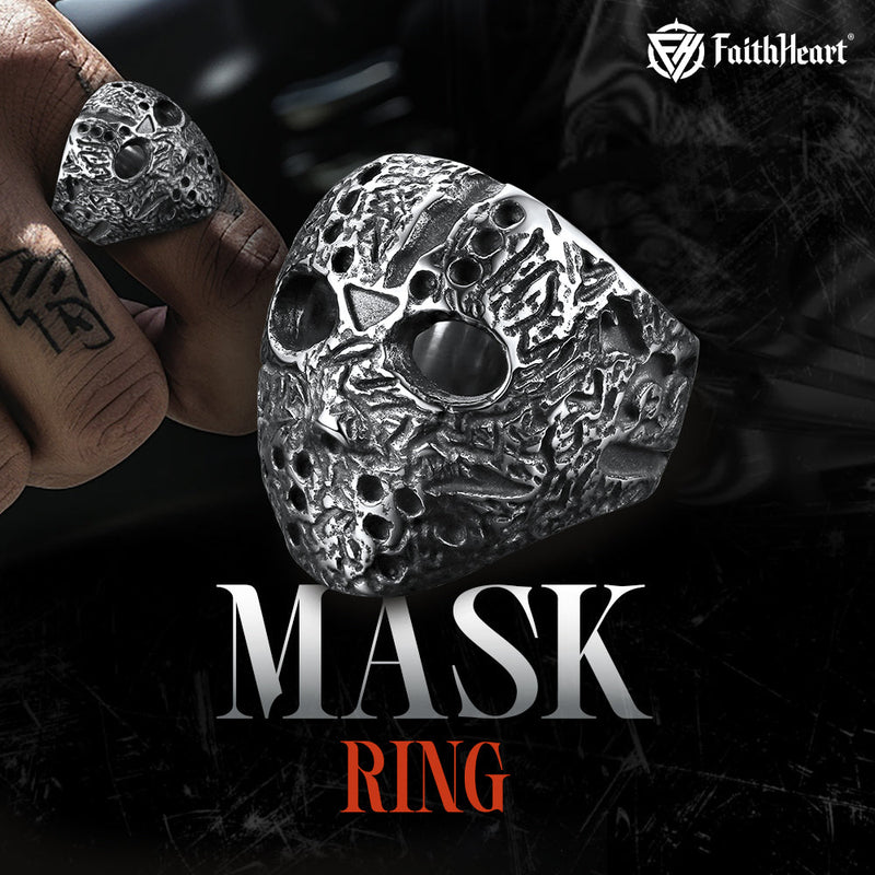 Gothic Jason Voorhees Mask Ring for