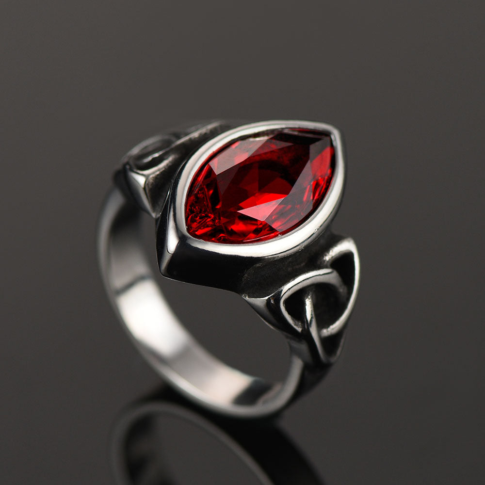 Flash Celtic Ruby Ring for in Stainless Steel