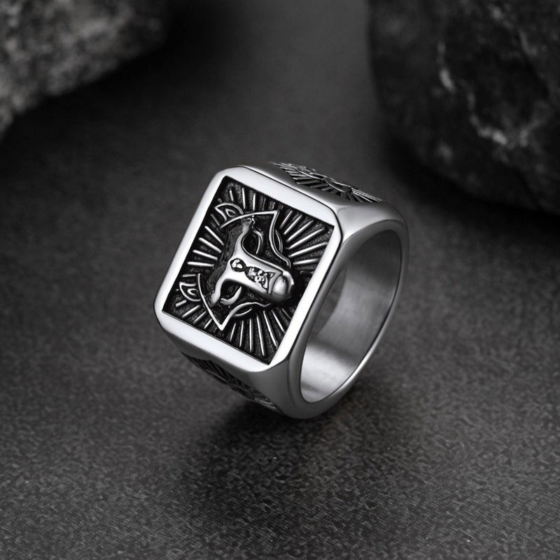 Norse Viking Wolf Signet Ring for