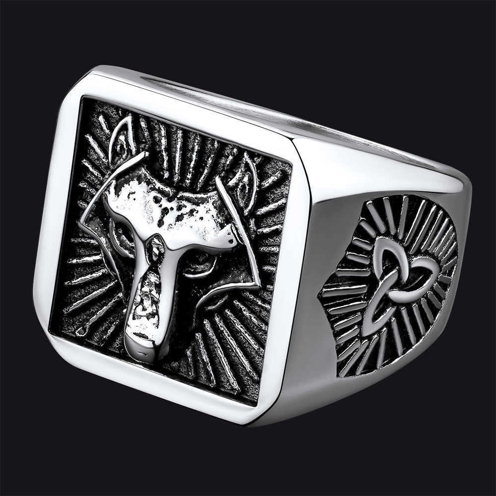 Norse Viking Wolf Signet Ring for