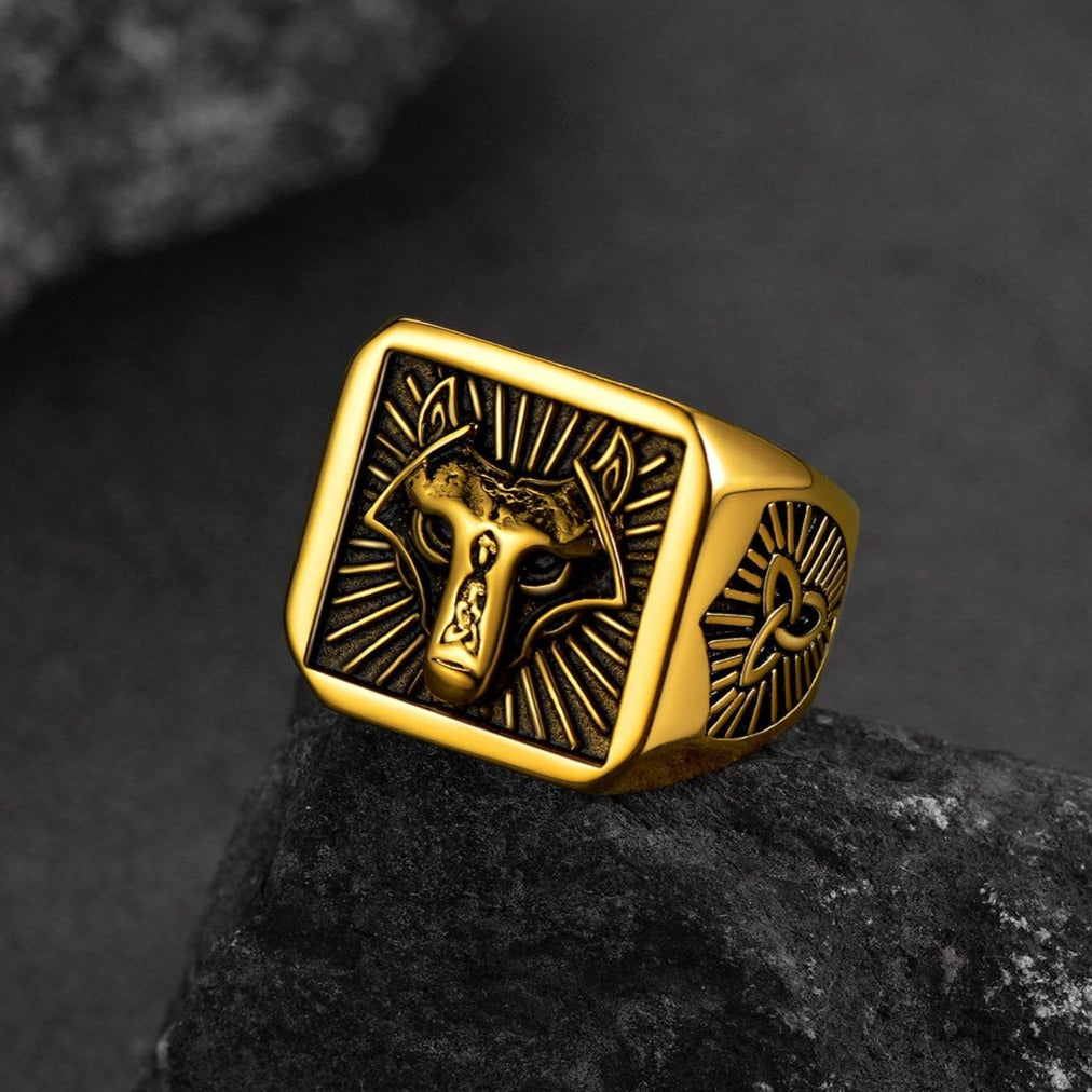 Norse Viking Wolf Signet Ring for