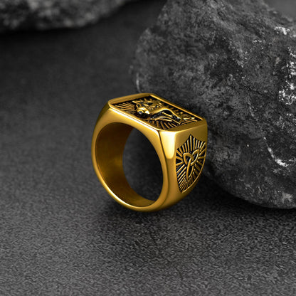Norse Viking Wolf Signet Ring for