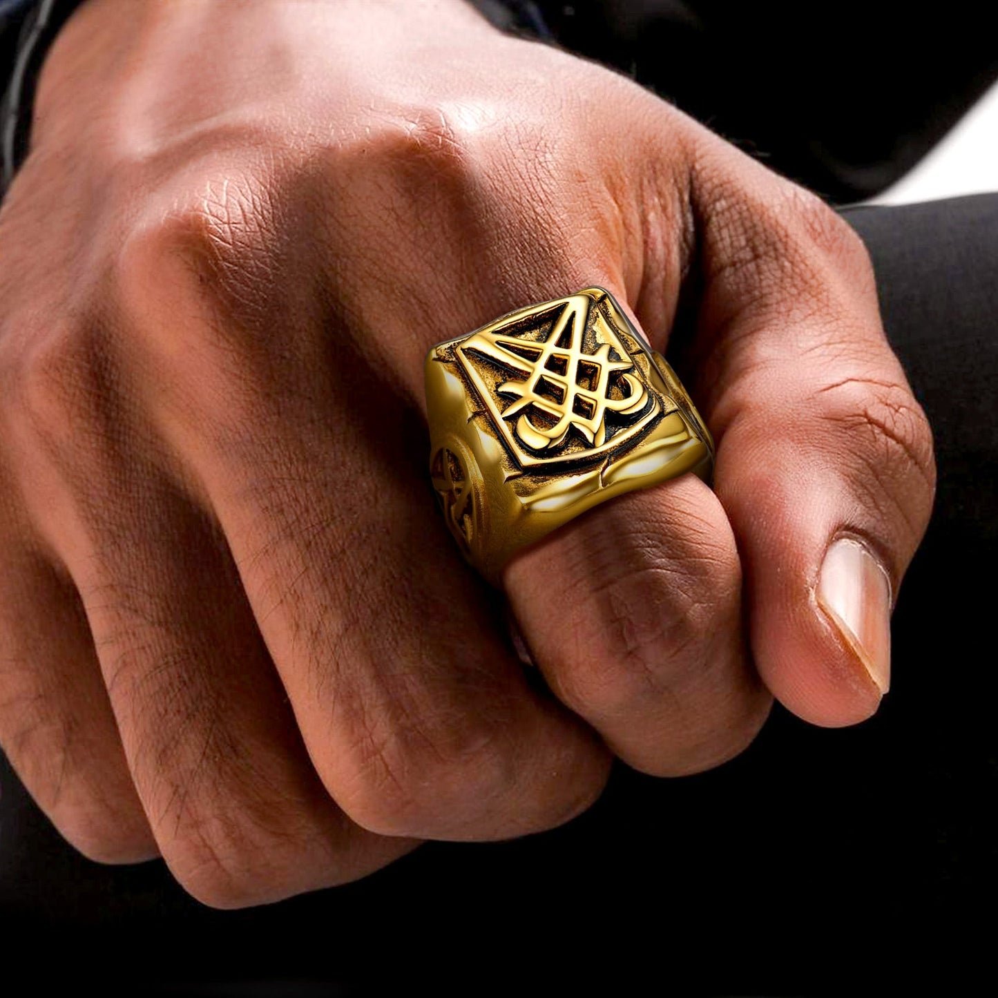 Satanic Lucifer Stainless Steel Signet Ring for