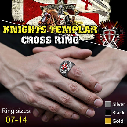 Red Knights Templar Cross Ring for