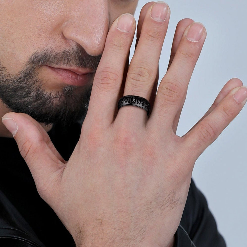 Flash Norse Viking Runes Ring Stainless Steel Ring for