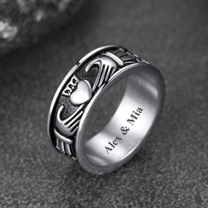 Celtic Claddagh Love Wedding Band Ring for