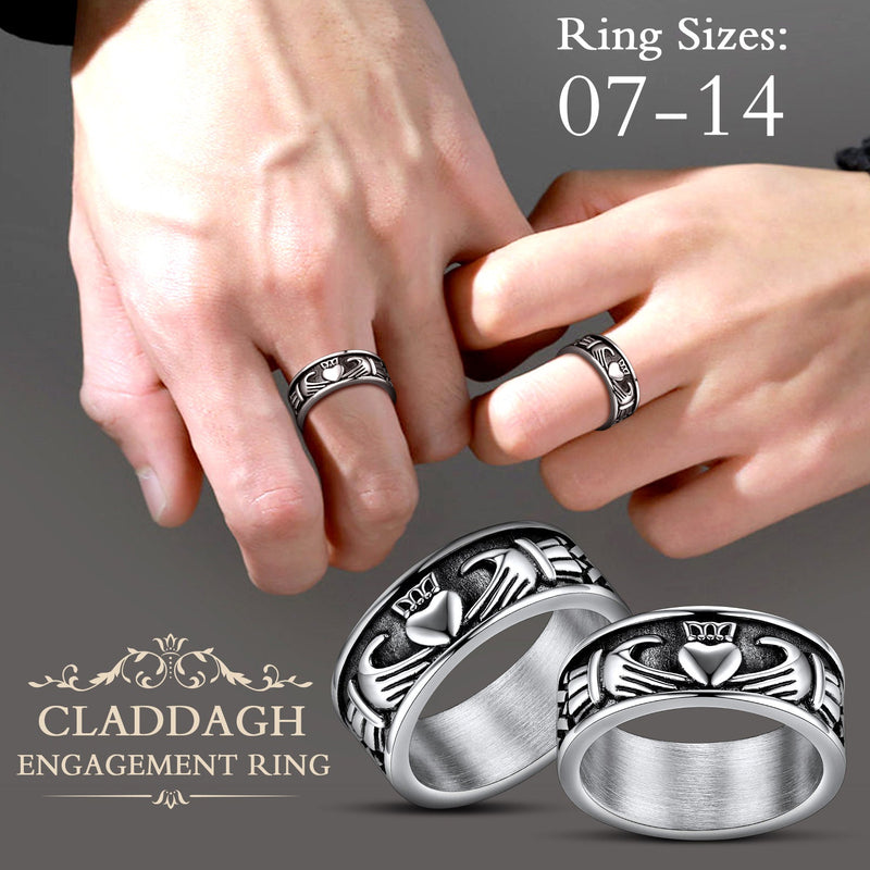Celtic Claddagh Love Wedding Band Ring for