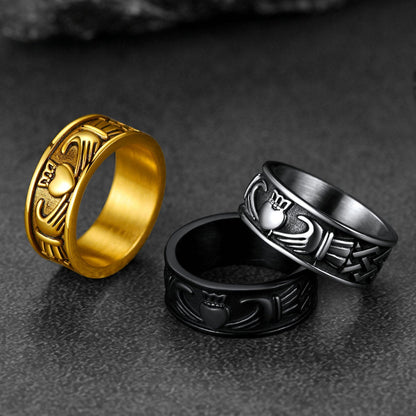 Celtic Claddagh Love Wedding Band Ring for