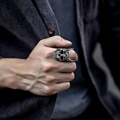 Satanic Baphomet Goat Skull Head Ring for