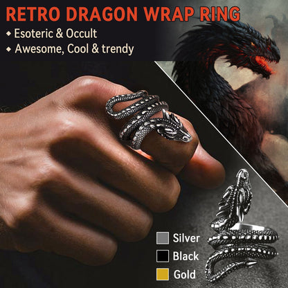 Punk Coiled Dragon Stainless Steel Ring for