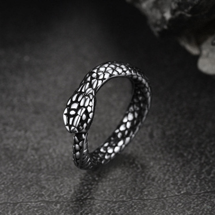 Stainless Steel Midi Snake Band Ring for