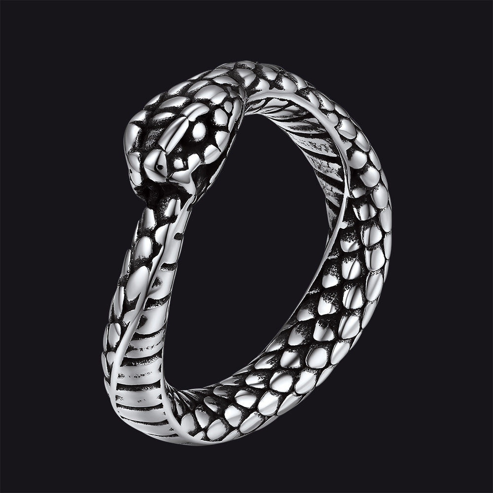 Stainless Steel Midi Snake Band Ring for