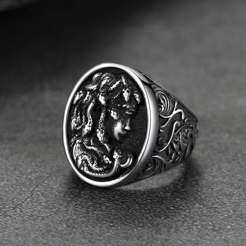 Medusa Snake Hair Ring Greek Mythology Signet Ring for