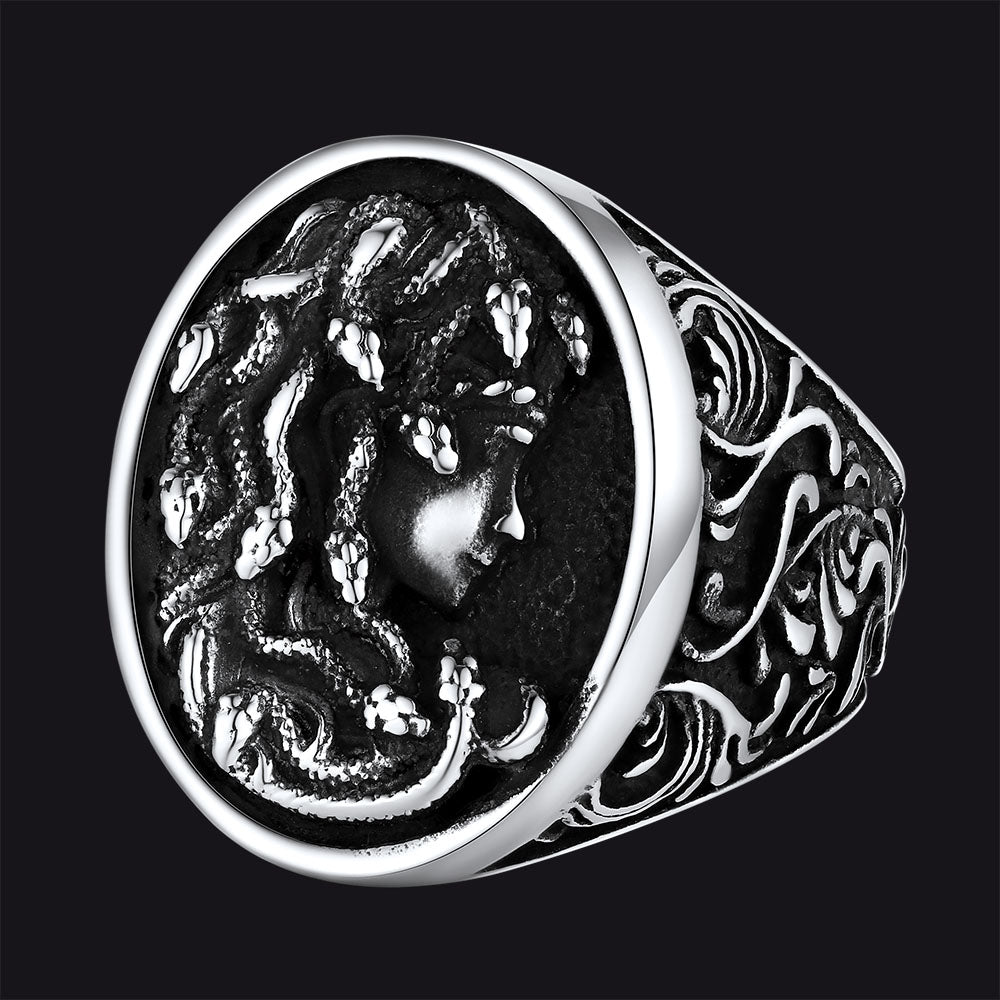 Medusa Snake Hair Ring Greek Mythology Signet Ring for