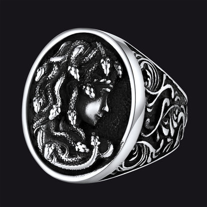 Medusa Snake Hair Ring Greek Mythology Signet Ring for