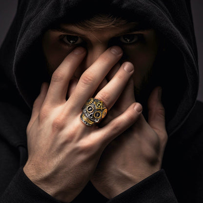 Punk Masonic Sugar Skull Ring for