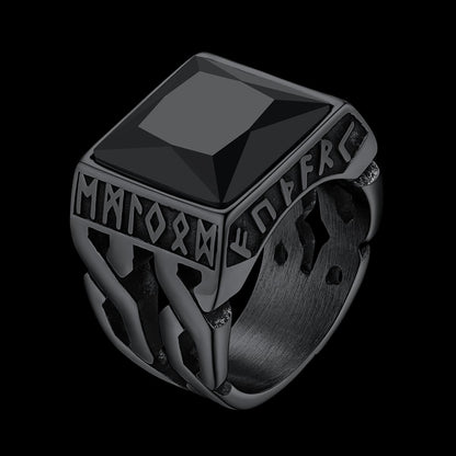 Custom Celtic Gemstone Ring With Runes for