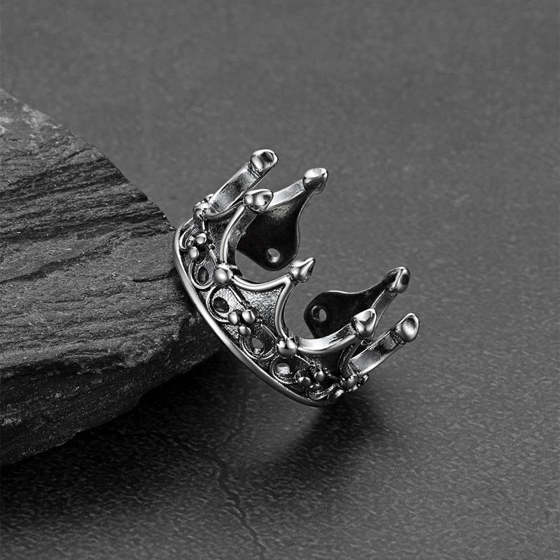 Crown Cross Open Adjustable Ring for