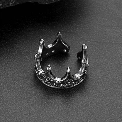 Crown Cross Open Adjustable Ring for