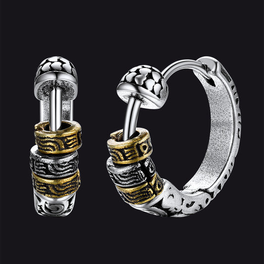Circle Tang Grass Pattern Hoop Earrings for